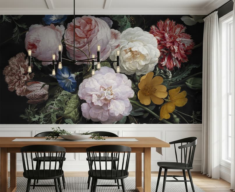Papier peint bouquet de fleurs victoriennes néerlandaises