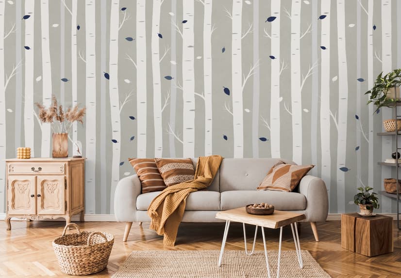 White Tree Branches Wallpaper Mural