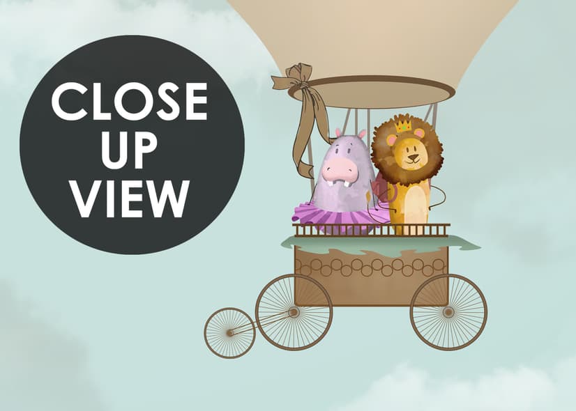 Hot Air Balloon with Animals Wallpaper Mural