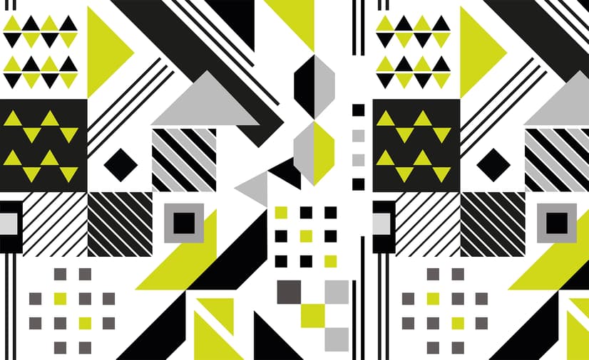 Black Yellow Geometric Shapes Wallpaper Mural