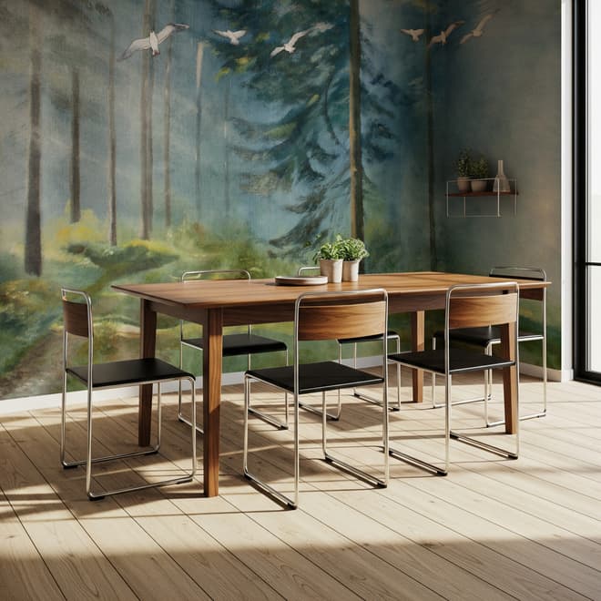 Watercolor Painting Misty Forestscape Wallpaper Mural