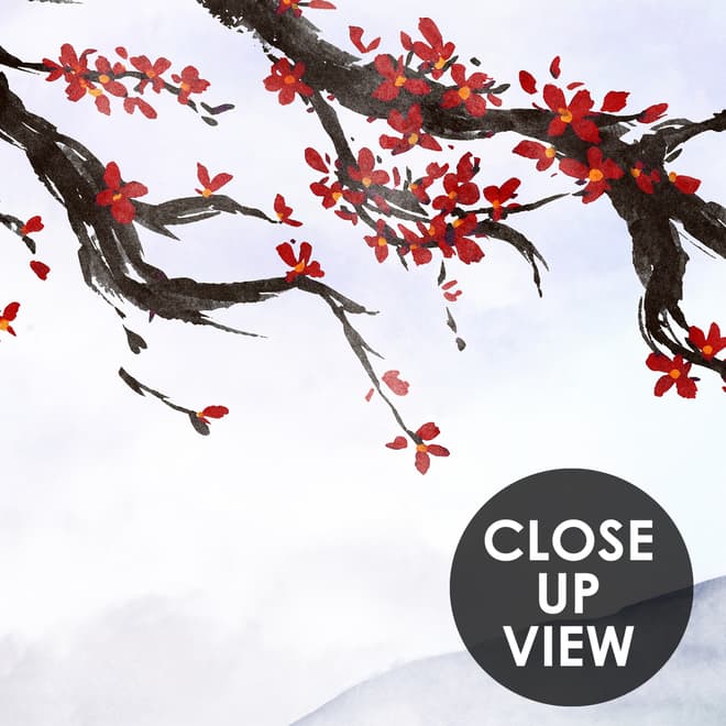 Snowy Mountainscape with Cherry Blossom Wallpaper Mural