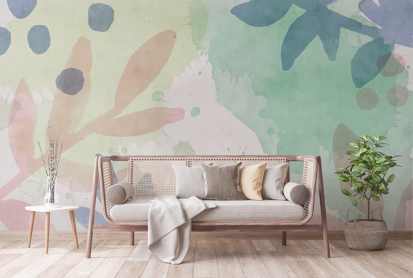 Watercolor Abstract Flowers Wallpaper Mural