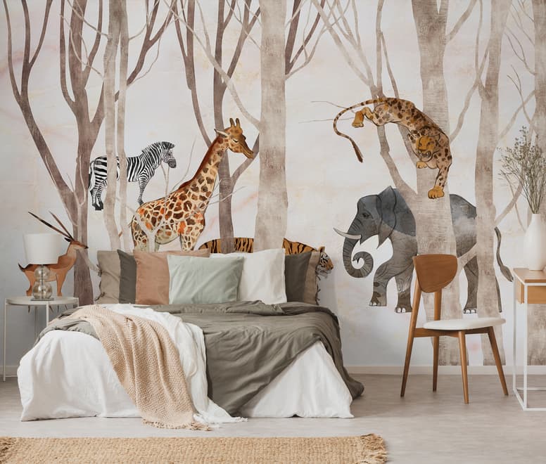 Aquarell Wilde Tiere Fototapete