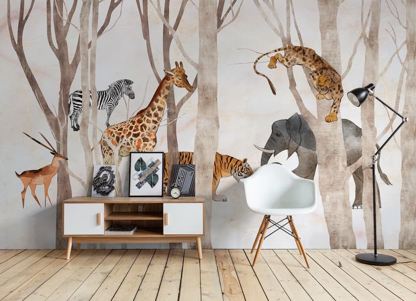 Aquarell Wilde Tiere Fototapete