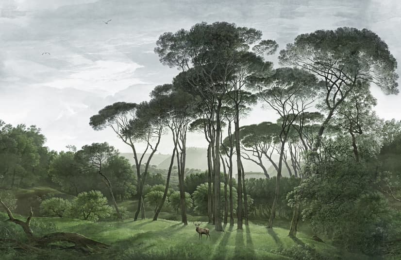 Tropical Forest and Horned Deer Wallpaper Mural
