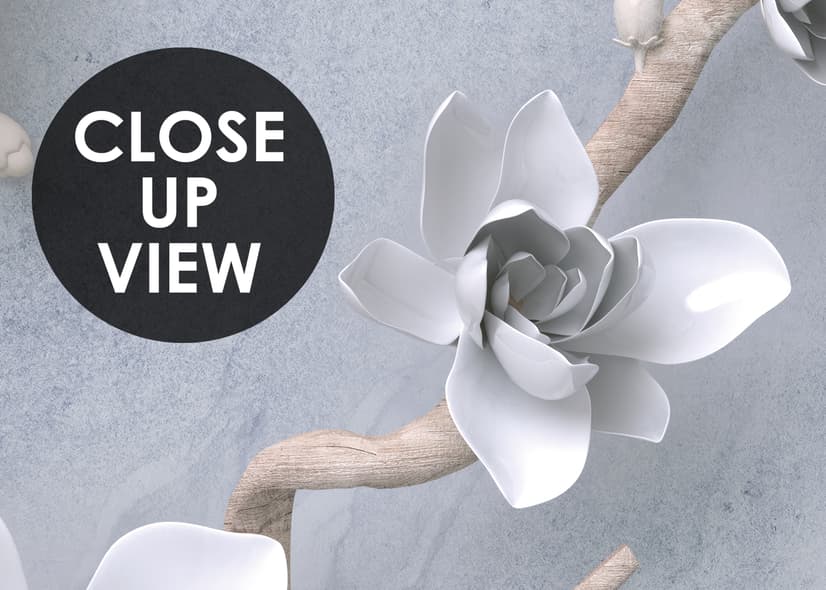 Artistic Magnolia Flowers and Branches Wallpaper Mural