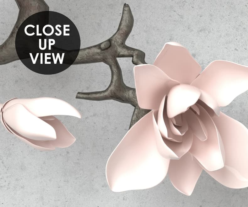 3D Look Pink Magnolia Blossom Wallpaper Mural