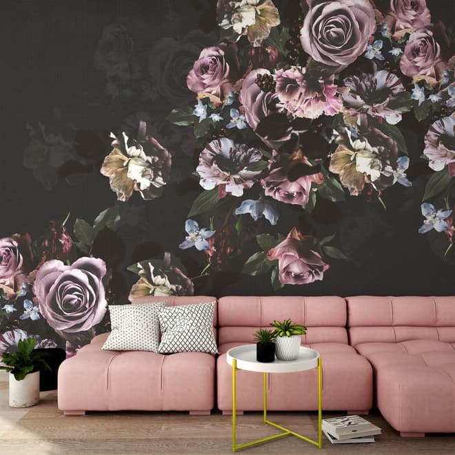 Dark Rose Floral Bouqet Wallpaper Mural