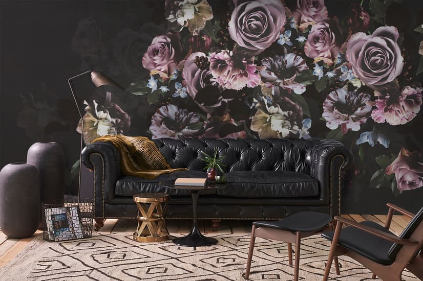 Dark Rose Floral Bouqet Wallpaper Mural