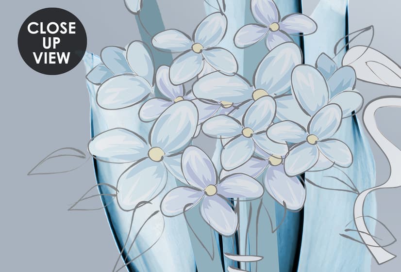 Blue Transparent Floral and White Butterflies Wallpaper Mural
