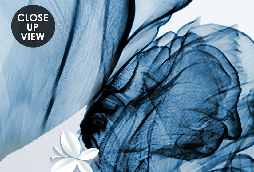 Blue Transparent Floral and White Butterflies Wallpaper Mural