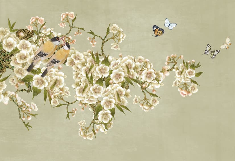 Cream Begonia Blossom Floral Art Wallpaper Mural