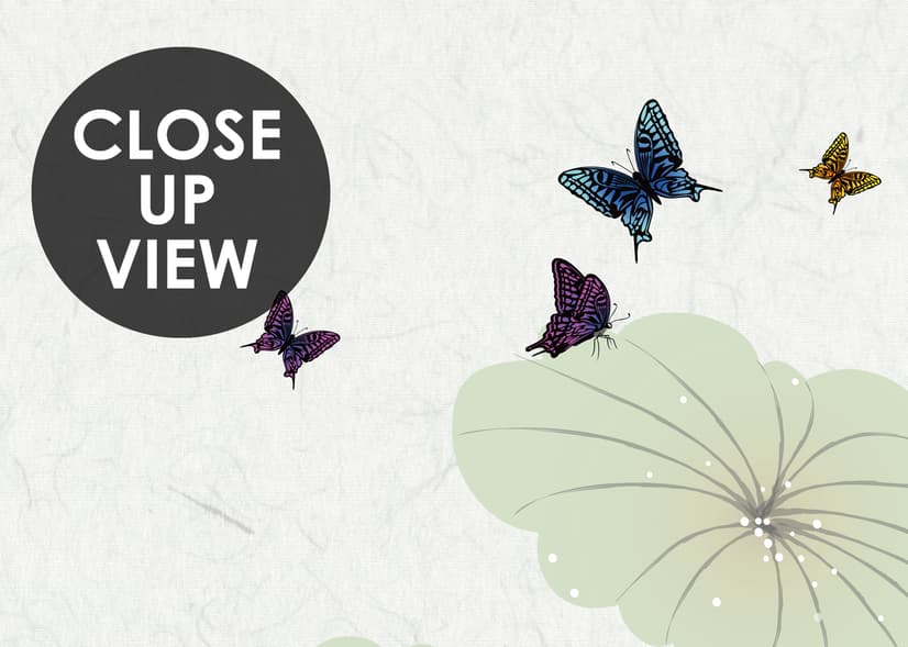 Watercolor Lotus Flower and Butterflies Wallpaper Mural