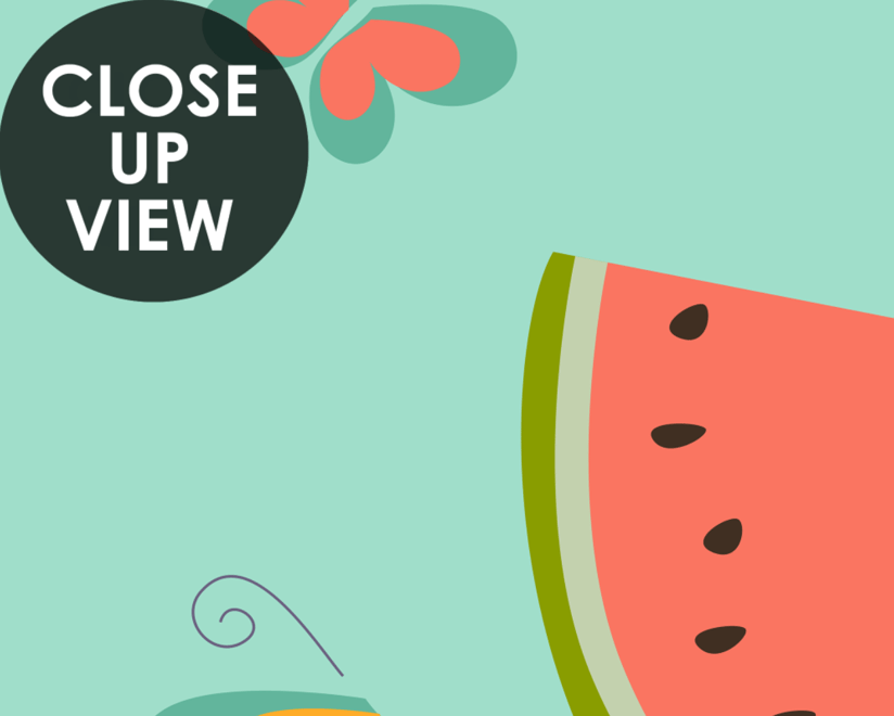 Watercolor Watermelon and Summer Fruits Wallpaper Mural