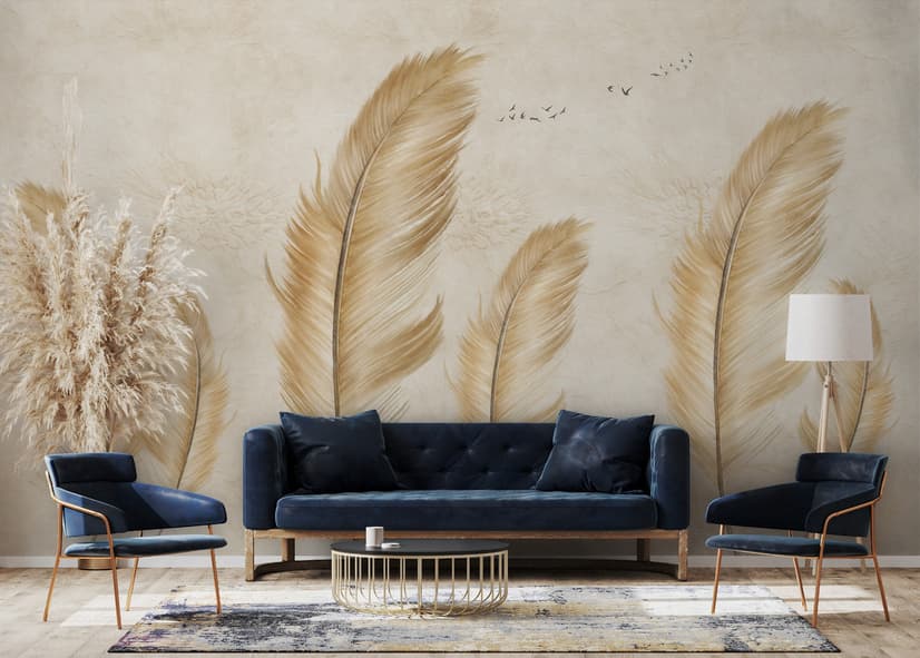 Brown Feather Wallpaper Mural