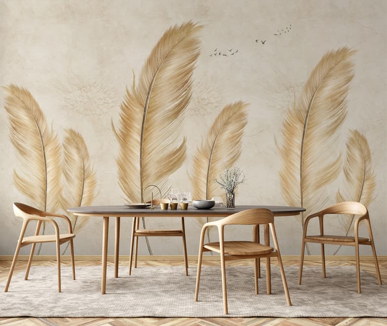 Brown Feather Wallpaper Mural