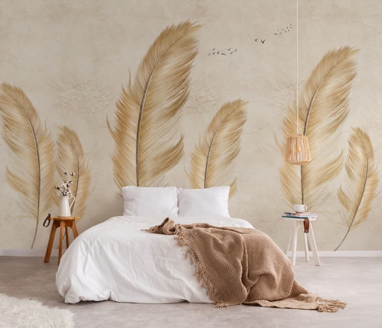 Brown Feather Wallpaper Mural