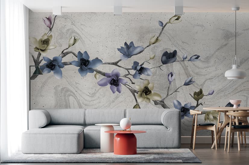 Retro Magnolia Blossom Wallpaper Mural