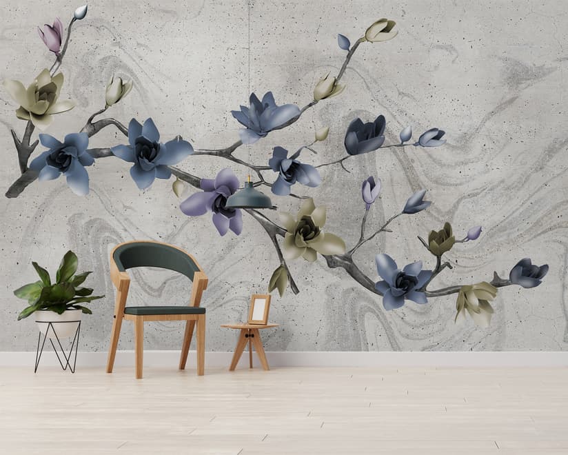 Retro Magnolia Blossom Wallpaper Mural