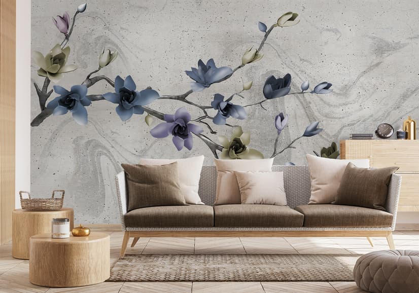 Retro Magnolia Blossom Wallpaper Mural