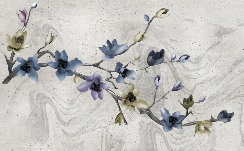 Retro Magnolia Blossom Wallpaper Mural