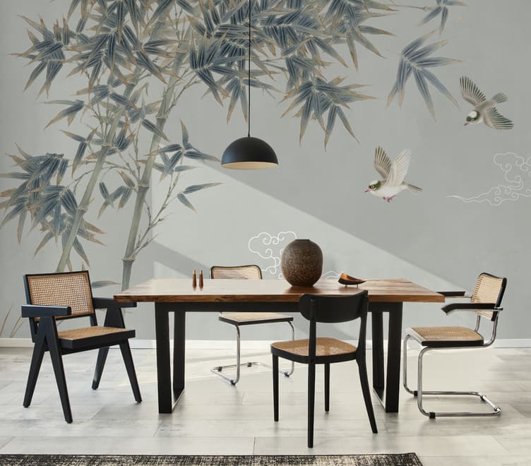 Retro Trees and Birds Wallpaper Mural