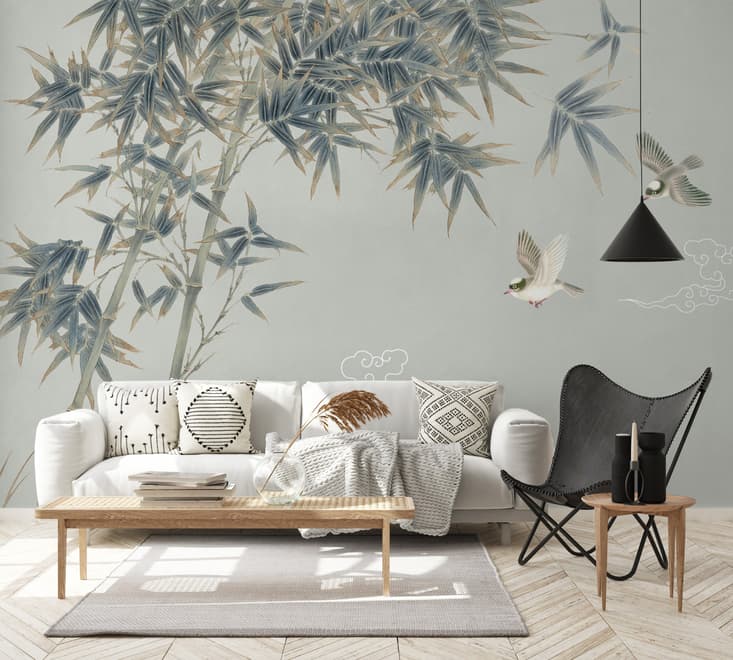 Retro Trees and Birds Wallpaper Mural