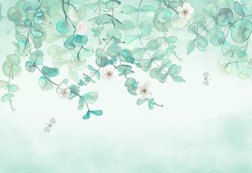 Plum Blossom with Leaves Wallpaper Mural