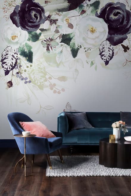 Dark Floral Art Wallpaper Mural