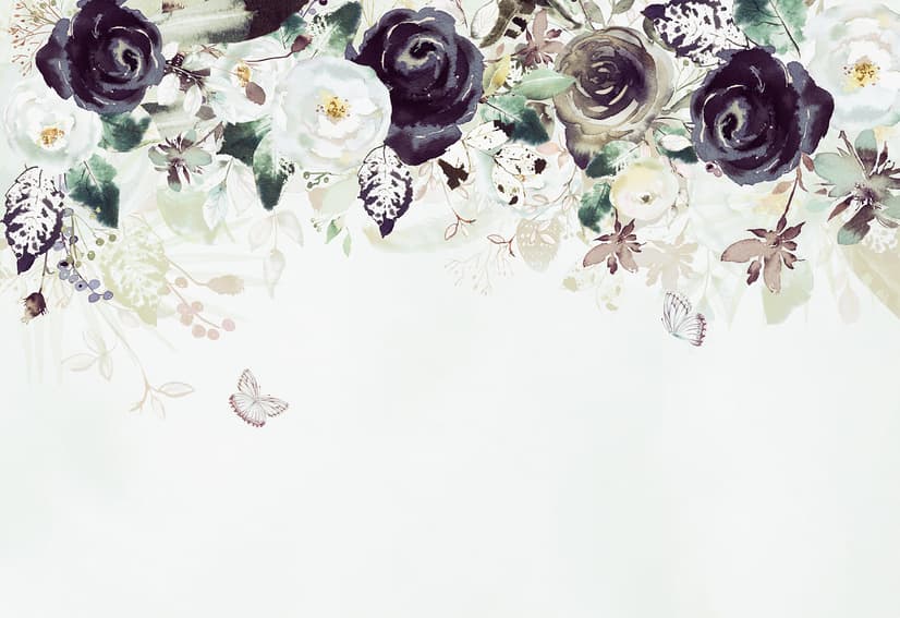 Papier peint panoramique art floral sombre