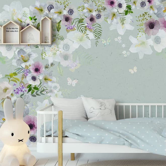 Purple Gray Poppy Flowers Wallpaper Mural