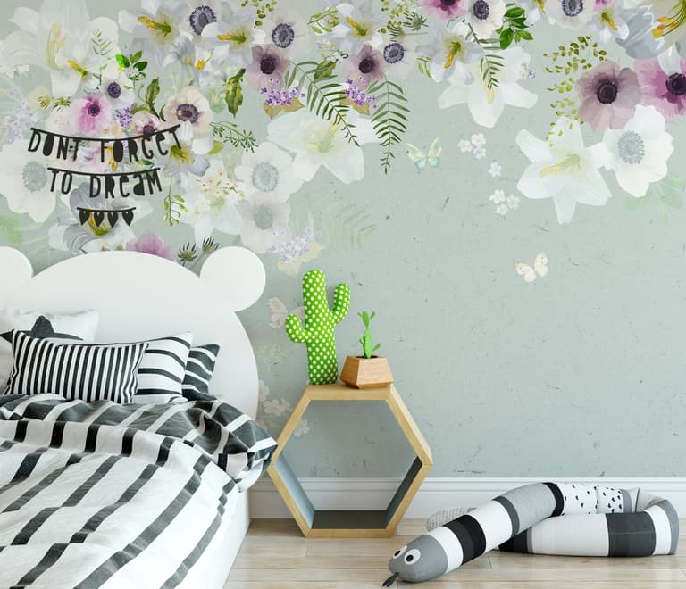 Purple Gray Poppy Flowers Wallpaper Mural
