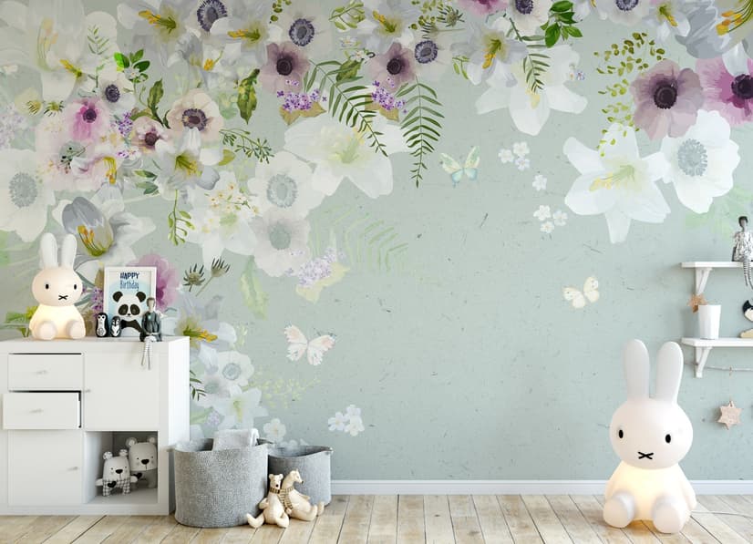Purple Gray Poppy Flowers Wallpaper Mural