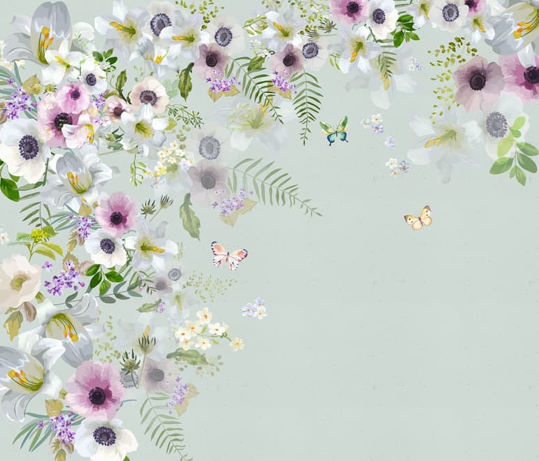 Purple Gray Poppy Flowers Wallpaper Mural