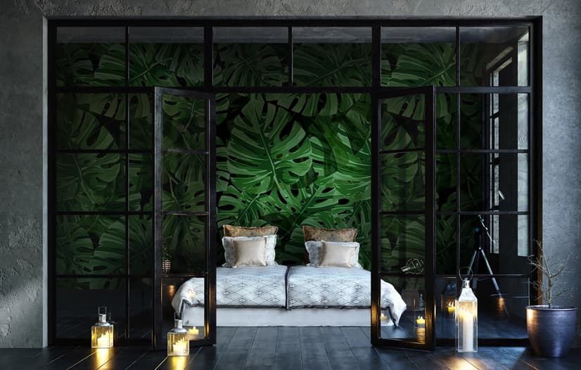 Green Tropical Leaves Wallpaper Mural