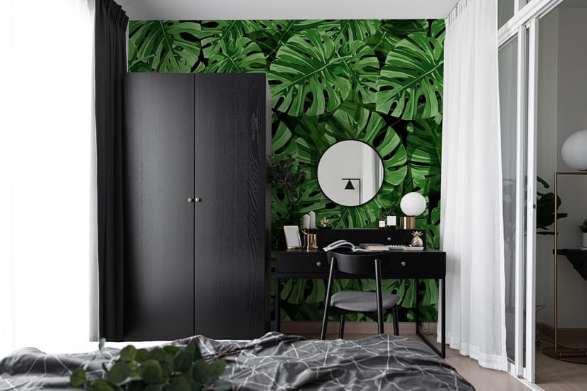 Green Tropical Leaves Wallpaper Mural