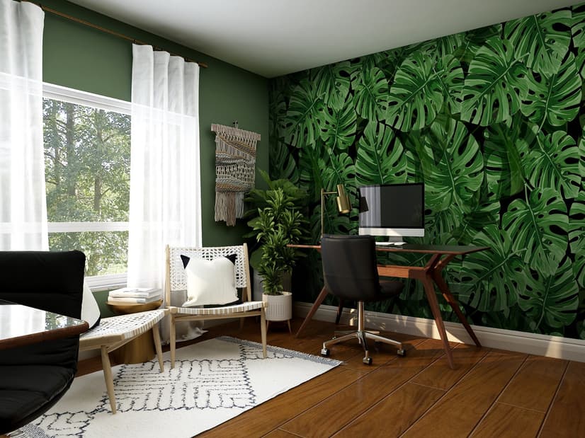 Green Tropical Leaves Wallpaper Mural