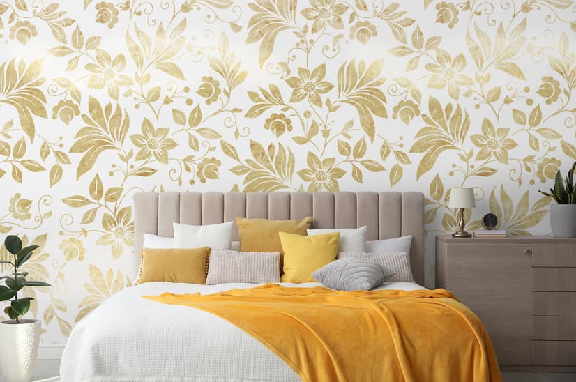Damask Pattern Floral Art Wallpaper Mural