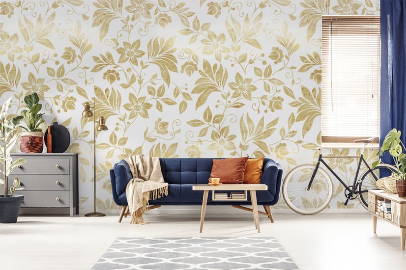 Damask Pattern Floral Art Wallpaper Mural