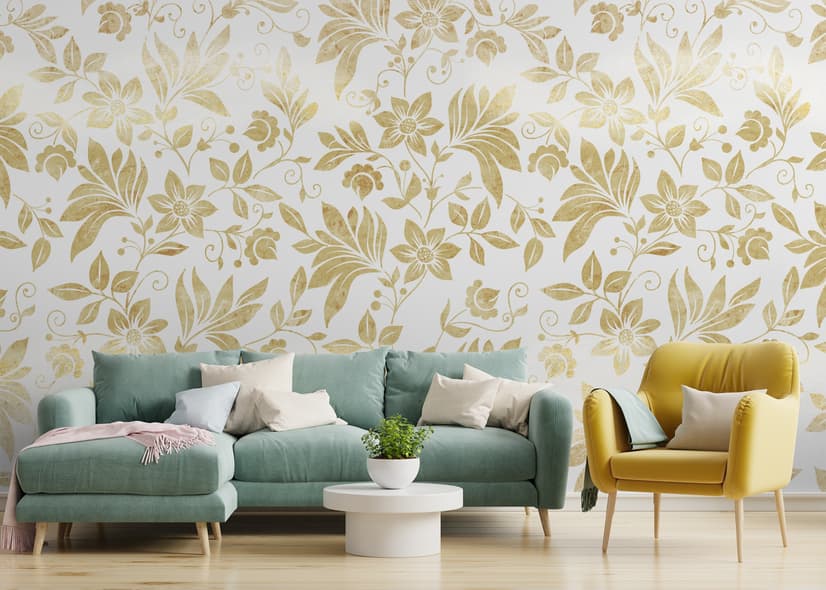 Damask Pattern Floral Art Wallpaper Mural