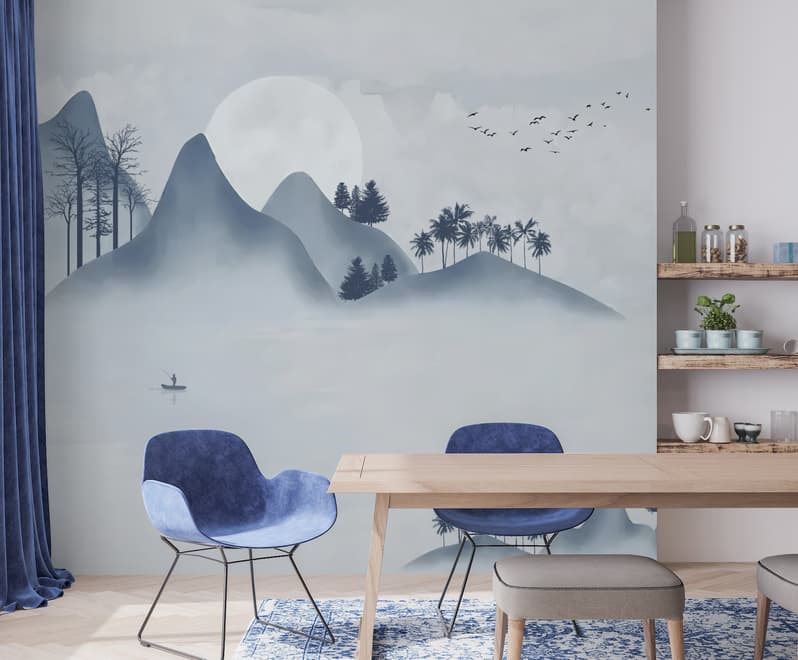 Watercolor Mountain Landscape Wallpaper Mural