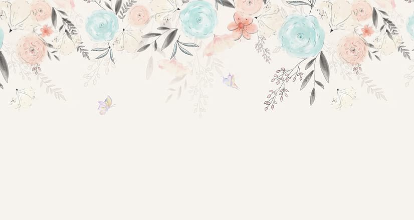 Vintage Soft Blue Vine Flowers Wallpaper Mural