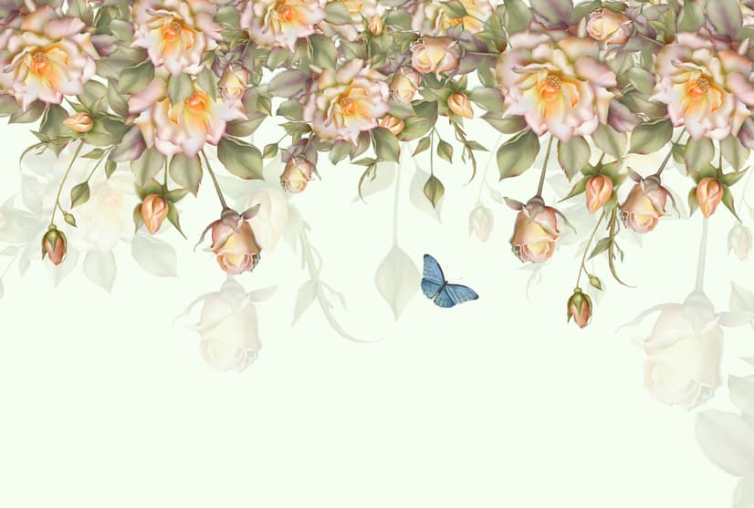 Vintage Orange Roses Wallpaper Mural