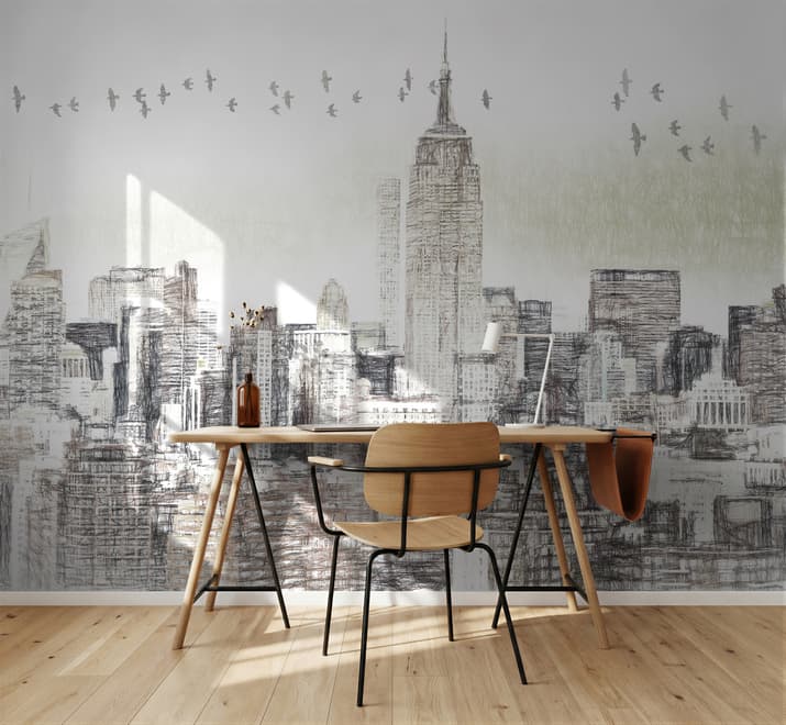 Monochrome Charcoal New York City Wallpaper Mural