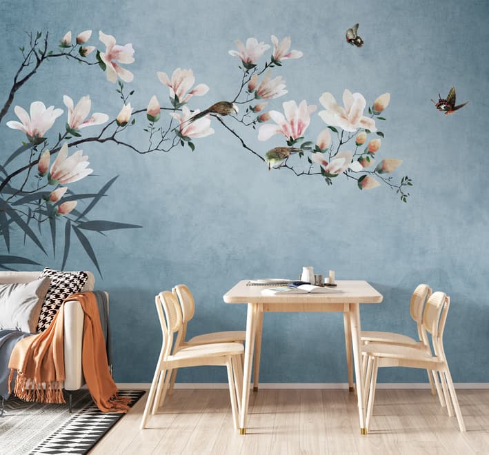Fototapete mit Rosa Magnolienblütenkunst