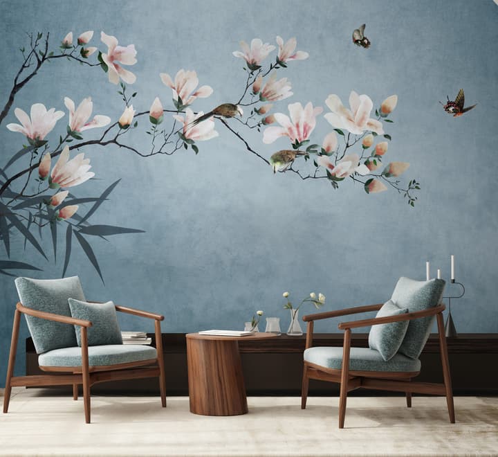 Fototapete mit Rosa Magnolienblütenkunst