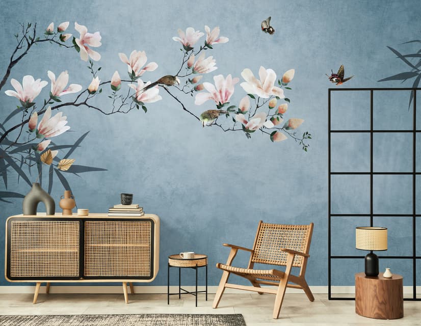Fototapete mit Rosa Magnolienblütenkunst