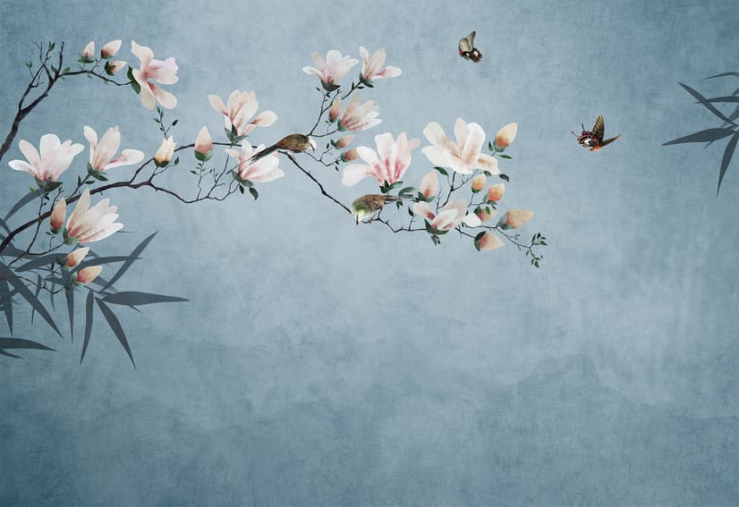 Fototapete mit Rosa Magnolienblütenkunst
