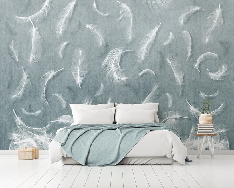 Vintage White Feather Pattern Wallpaper Mural